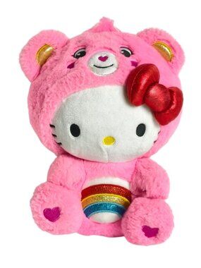 Sanrio Hello Kitty Loves Cheer Bear Care Bears Plush Toy 9.5"  Special Edition